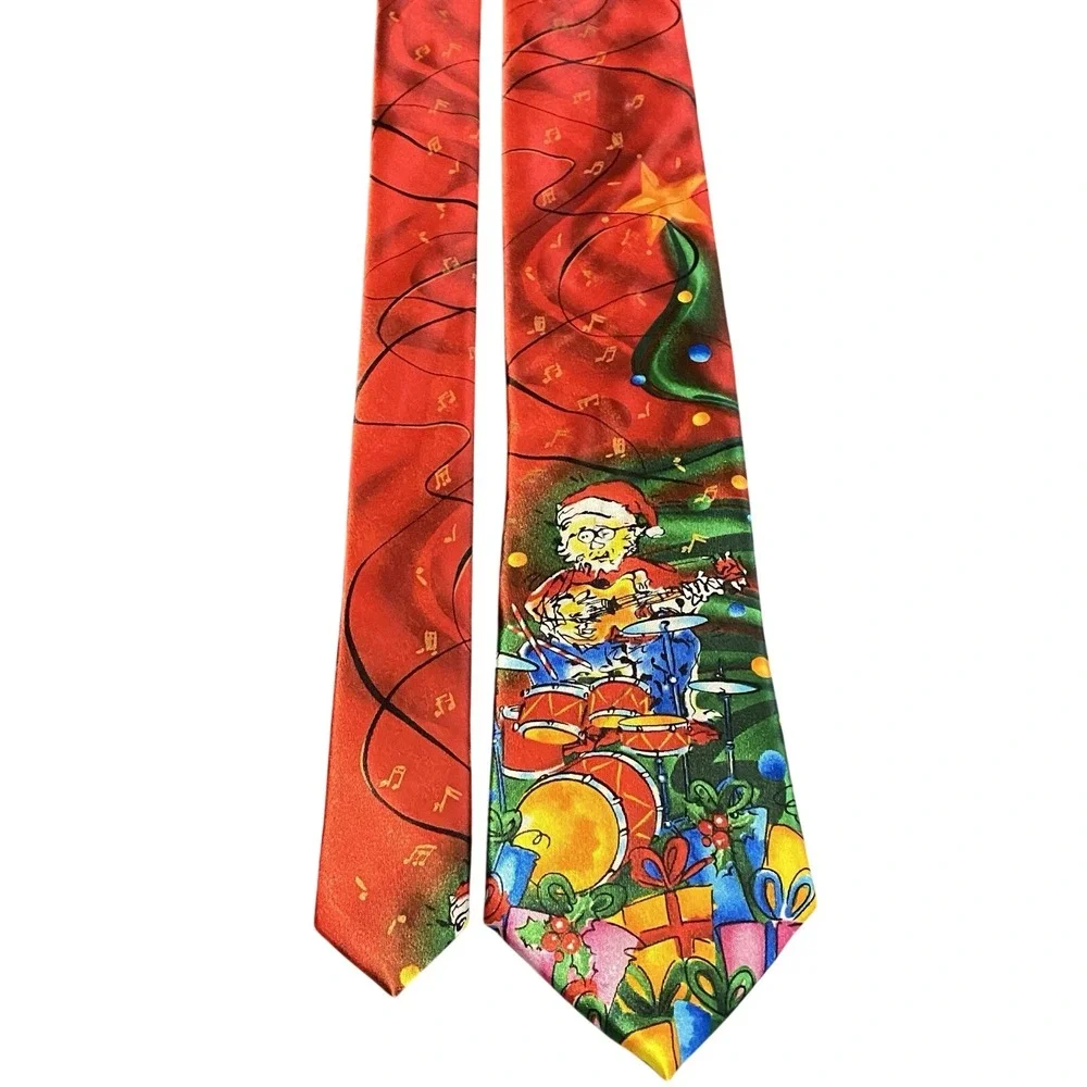 Jerry GARCIA Mens‎ Merry Christmas Collection 62 Neck TIE Drums Guitar Presents